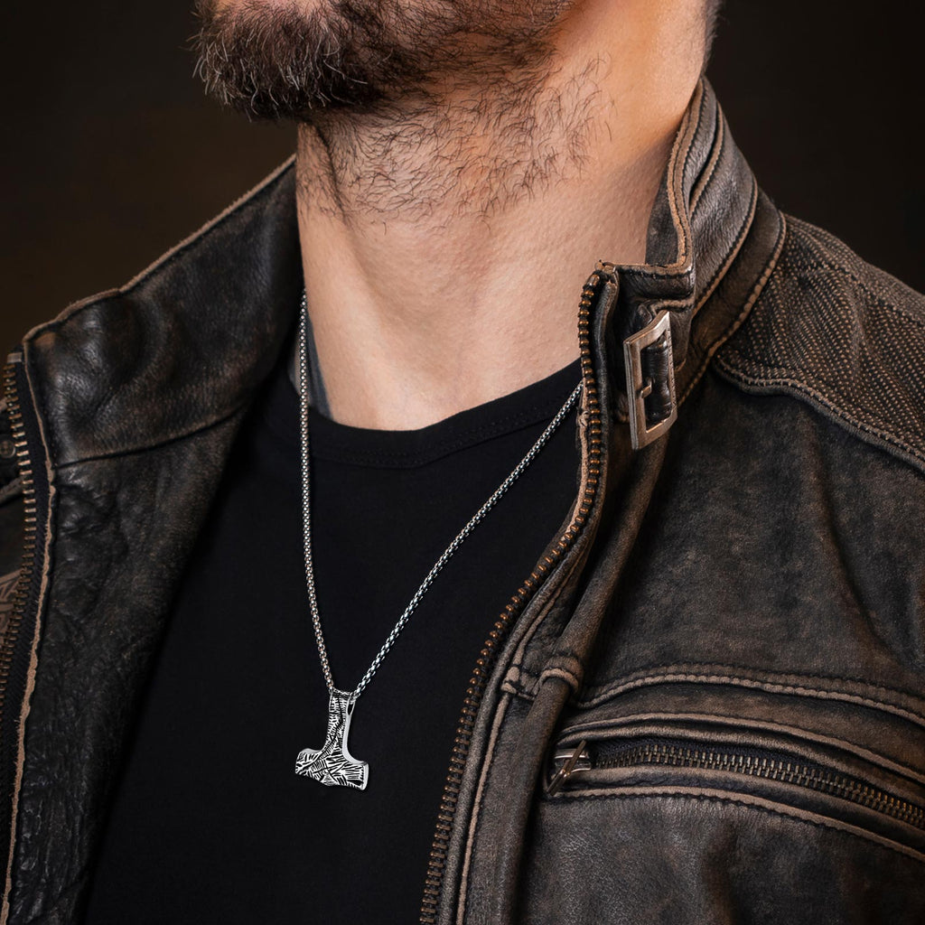 Viking Thor's Hammer Necklace Mjolnir Pendant For Men
