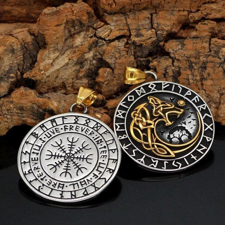 Wolf Head Rune Viking Fenrir Necklace