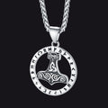 Viking Thor's Hammer Rune Pendant Necklace For Men
