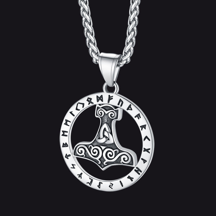 Viking Thor's Hammer Rune Pendant Necklace For Men