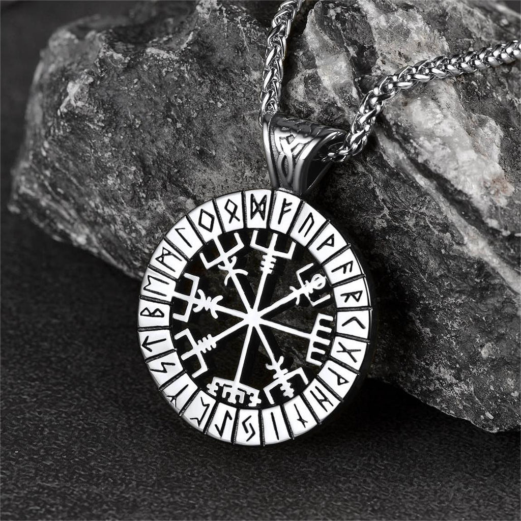 Viking Runes Vegvisir Compass Necklace Pendant For Men