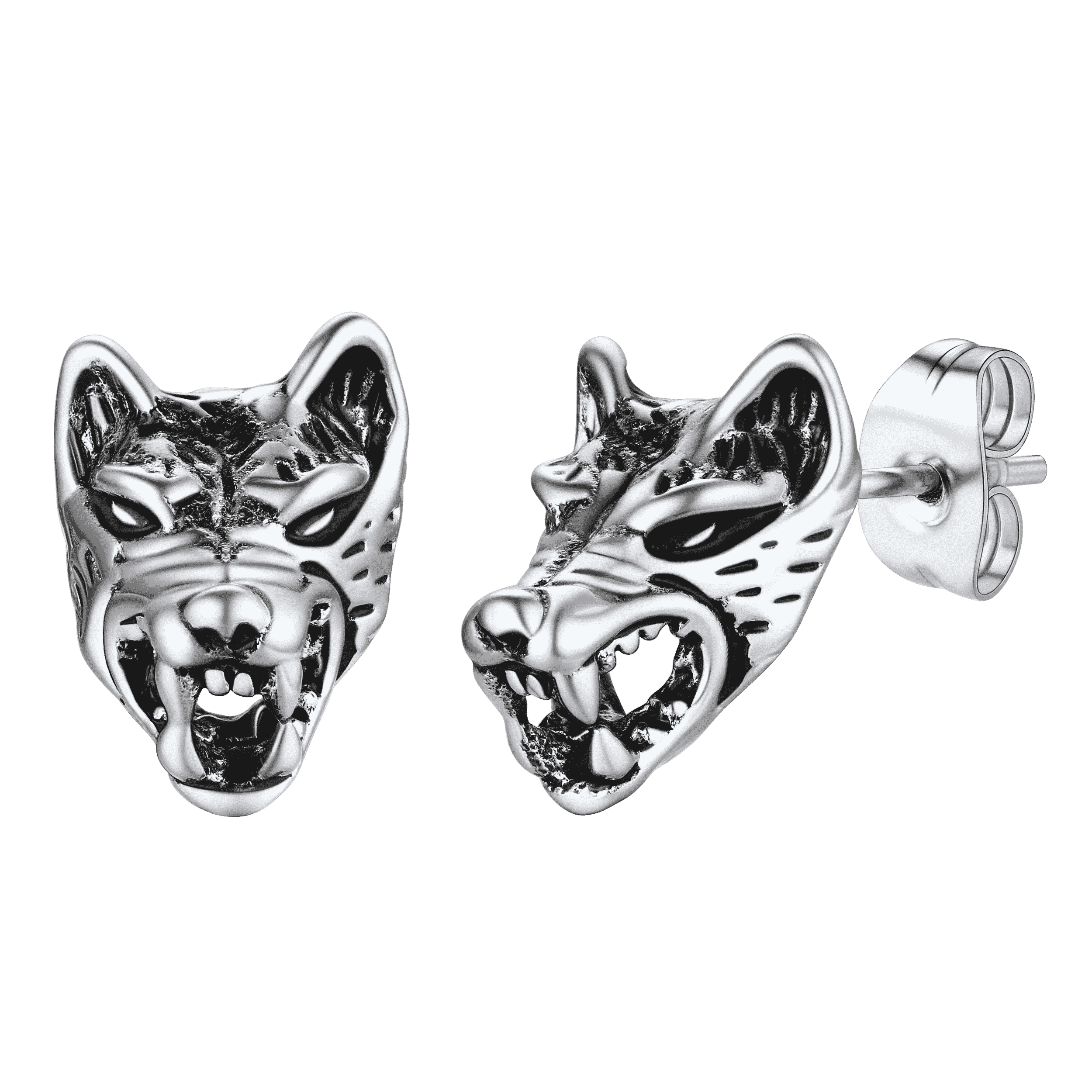 Viking Wolf Stud Earrings For Men
