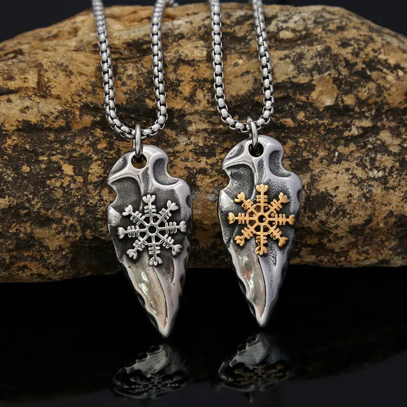 Viking Arrowhead Helm Of Awe Shield Necklace
