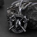Viking Axe Helmet Pendant Necklace For Men With Runes