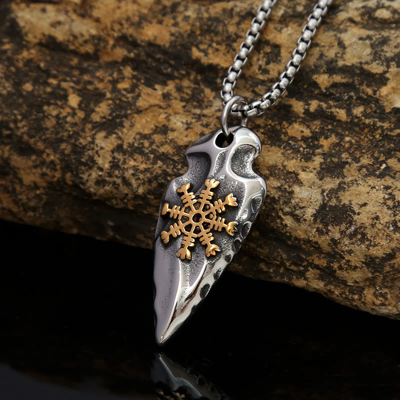 Viking Arrowhead Helm Of Awe Shield Necklace