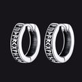Norse Viking Runes Huggie Hoop Earrings in Sterling Silver