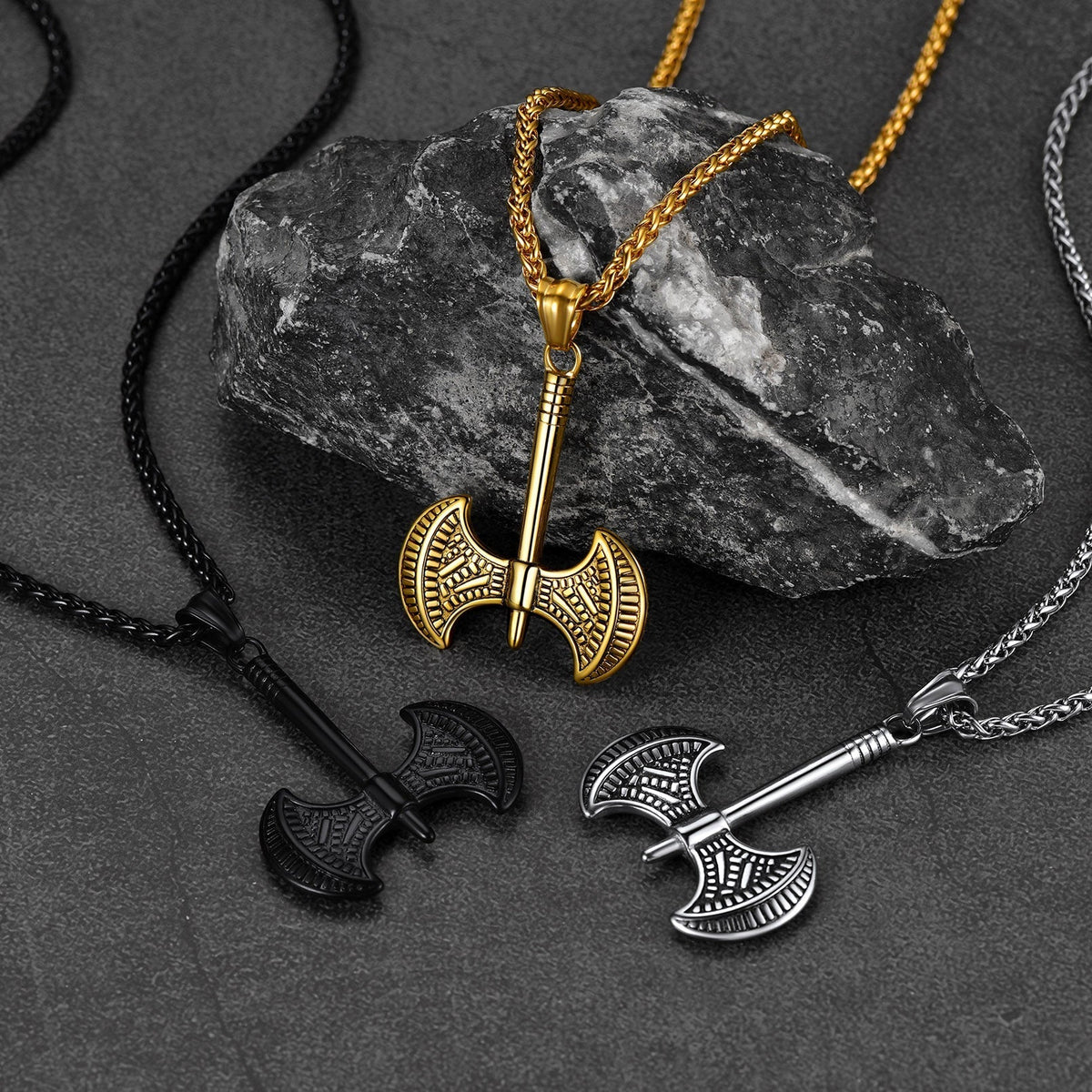 Viking Solid Axe Necklace Amulet Pendant Gift for Men Boys