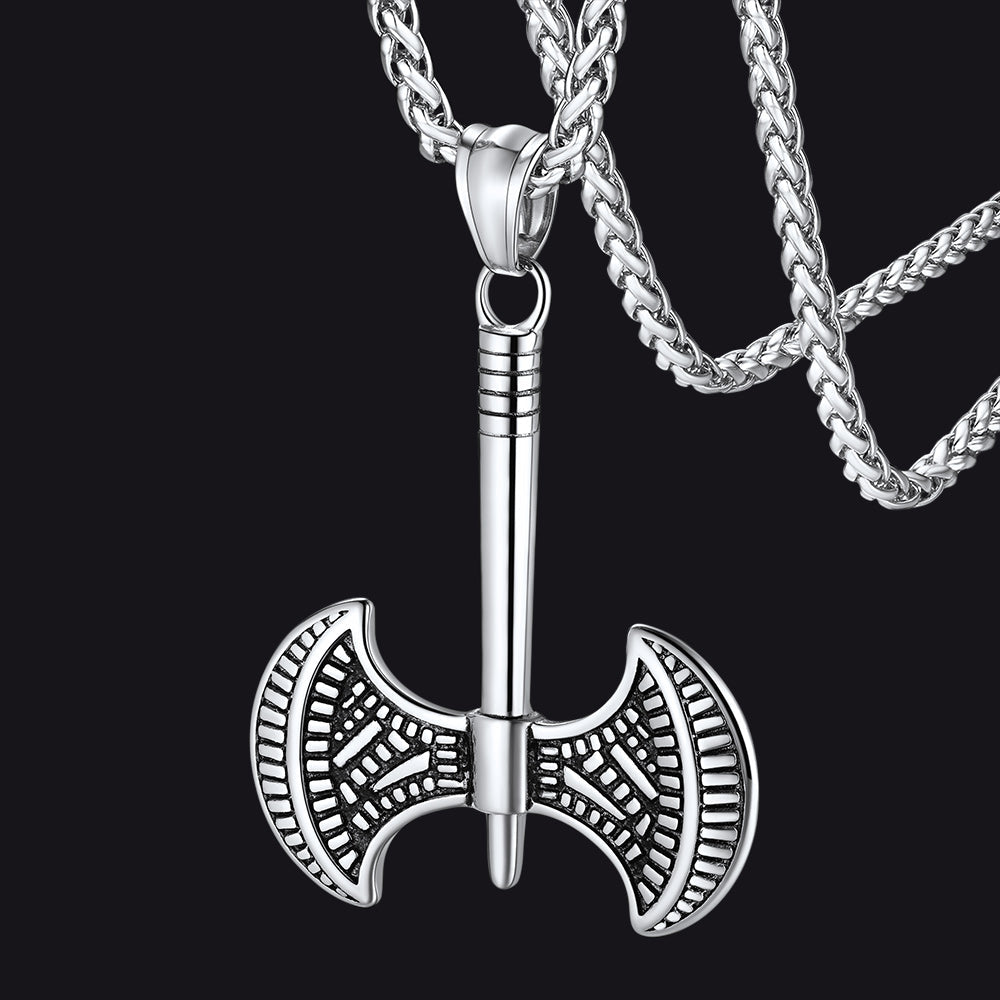 Viking Solid Axe Necklace Amulet Pendant Gift for Men Boys