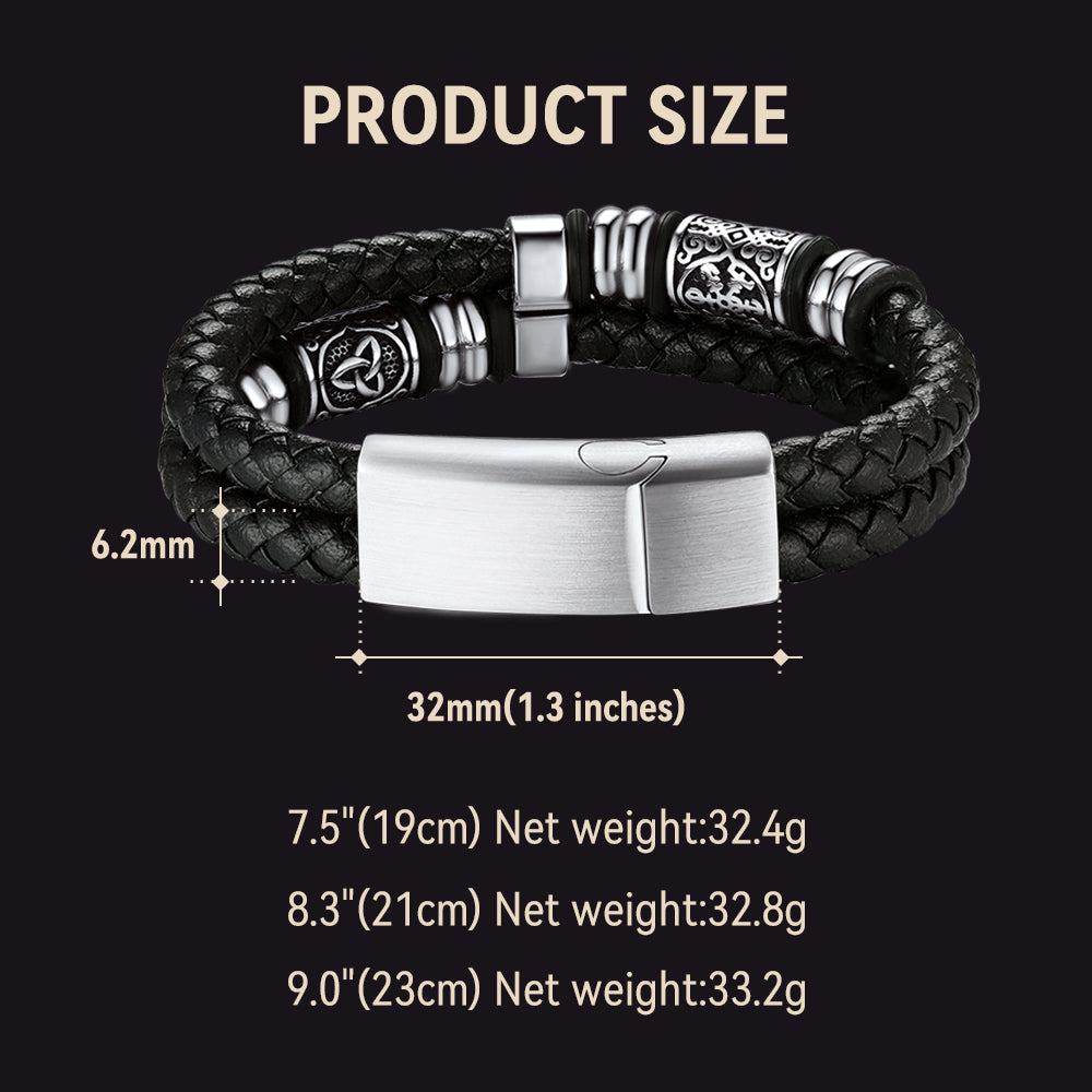 Engraved Viking Leather Braided Wristband Bracelet Gift for My Grandson