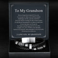 Engraved Viking Leather Braided Wristband Bracelet Gift for My Grandson