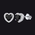 Sterling Silver Birthstone Heart Halo Stud Earrings for Women