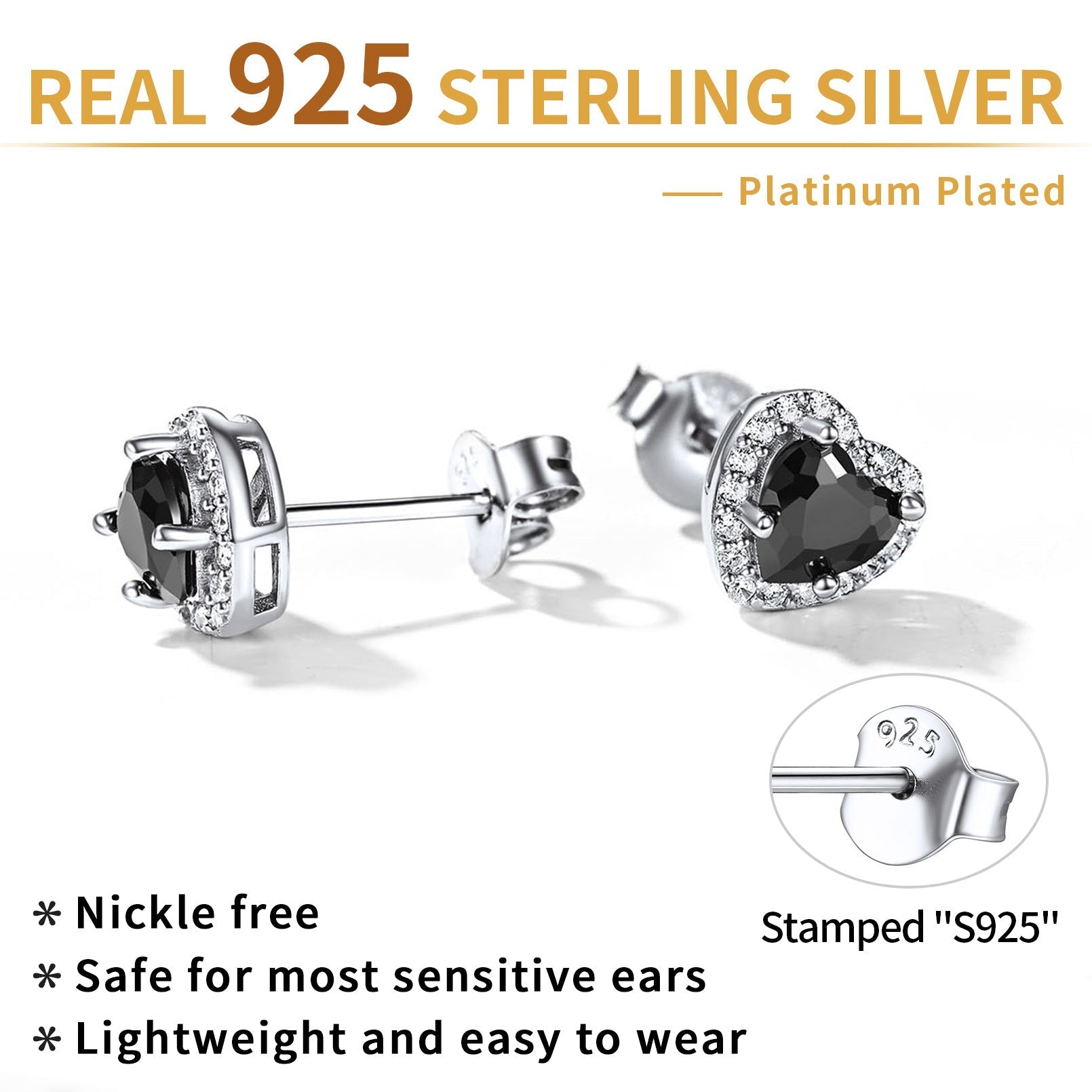 Sterling Silver Birthstone Heart Halo Stud Earrings for Women