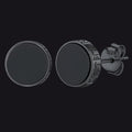 Sterling Silver Viking Runes Black Onyx Stud Earrings For Men