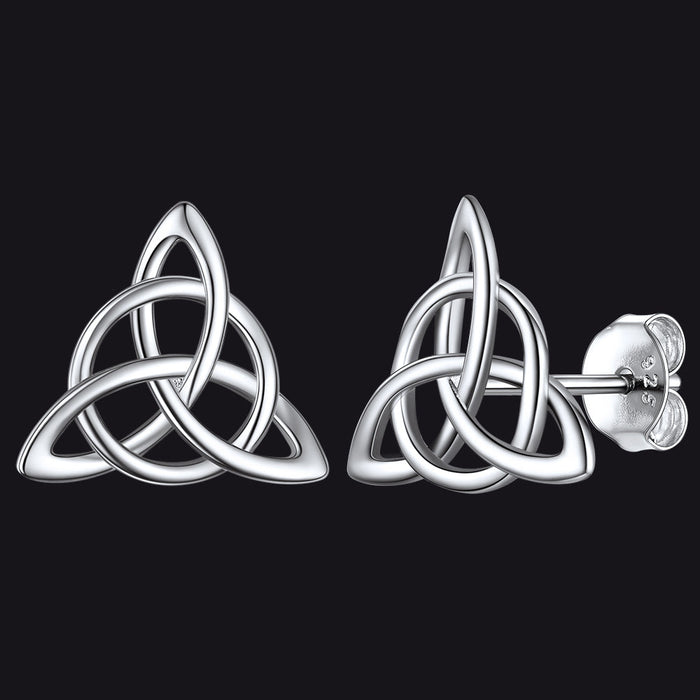 Sterling Silver Celtic Triquetra Stud Earrings for Women
