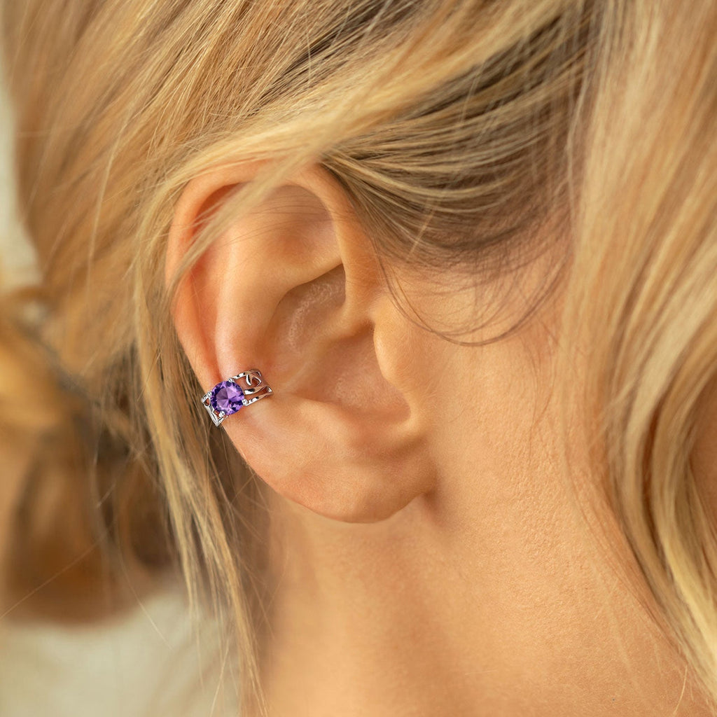 Sterling Silver Celtic Birthstone Ear Cuffs Earrings for Men Women