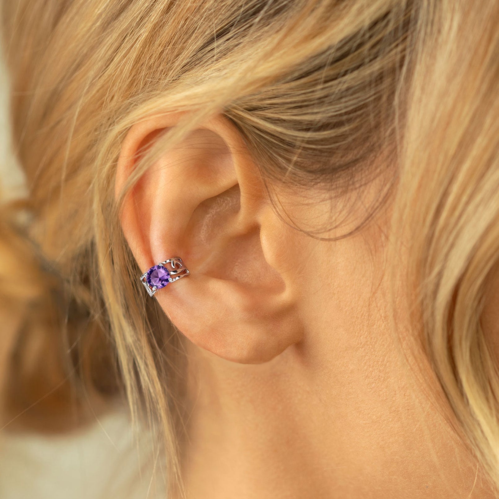 Sterling Silver Celtic Birthstone Ear Cuffs Earrings for Men Women