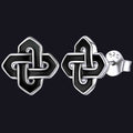 Black Celtic Knot Stud Earrings for Women in Silver