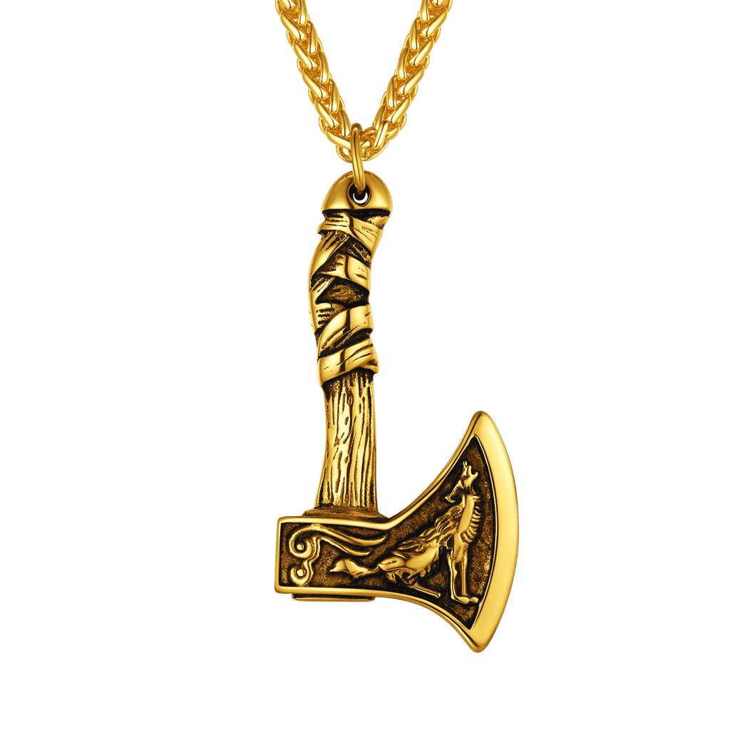 Norse Viking Battle Axe Necklace Amulet Jewelry for Men
