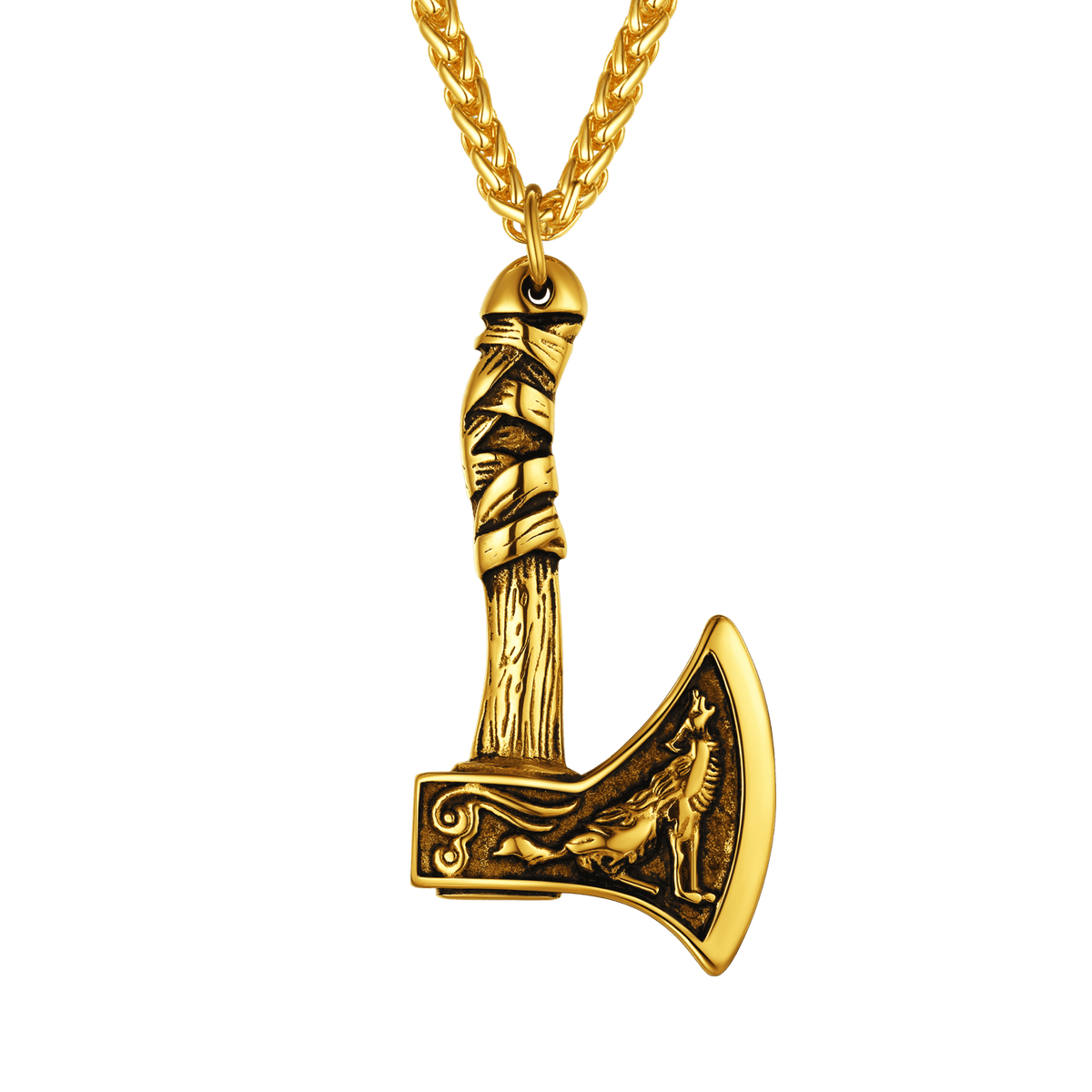 Norse Viking Battle Axe Necklace Amulet Jewelry for Men