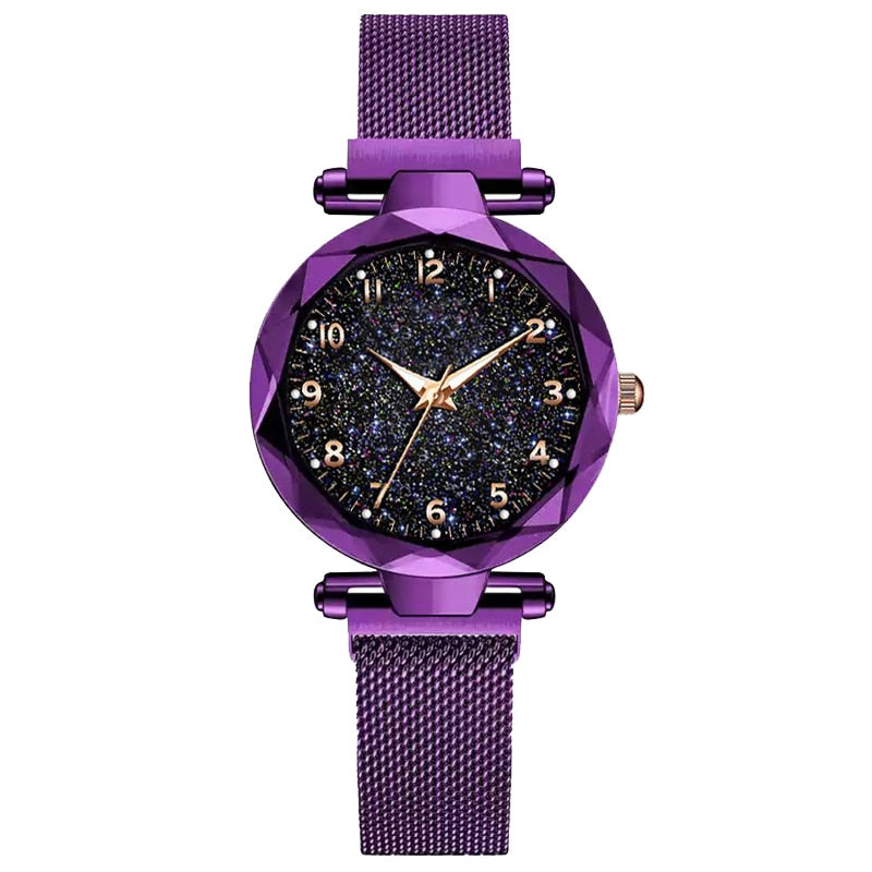 Celestial Elegance | Women's Watch with Magnetic Mesh Strap | Timeless Starry Design for Everyday Style