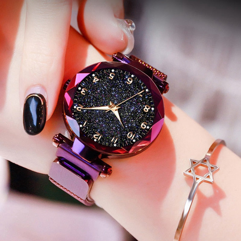 Celestial Elegance | Women's Watch with Magnetic Mesh Strap | Timeless Starry Design for Everyday Style