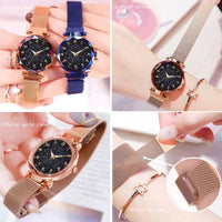 Celestial Elegance | Women's Watch with Magnetic Mesh Strap | Timeless Starry Design for Everyday Style