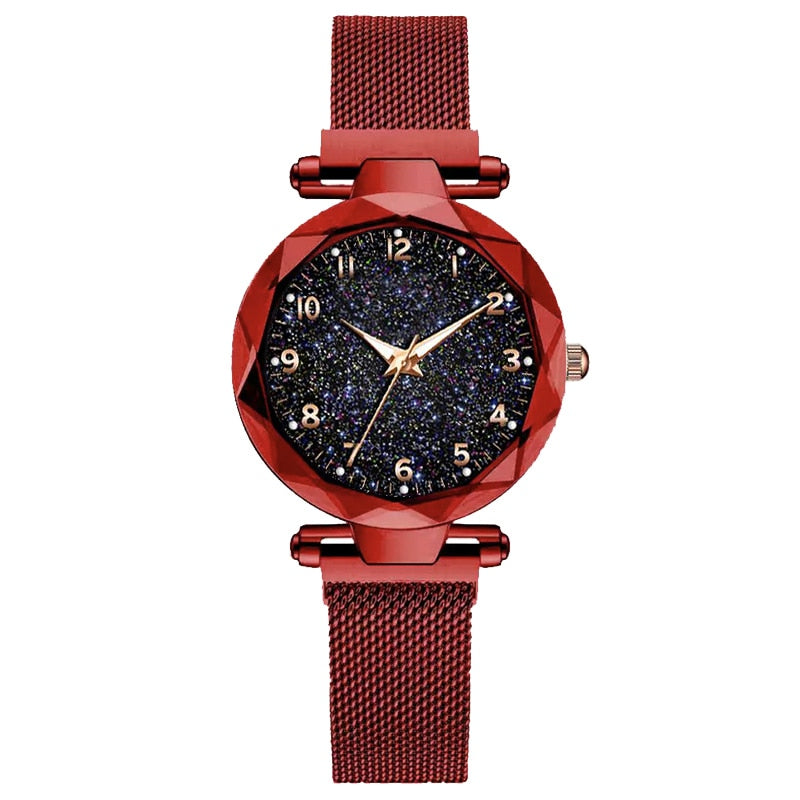 Celestial Elegance | Women's Watch with Magnetic Mesh Strap | Timeless Starry Design for Everyday Style