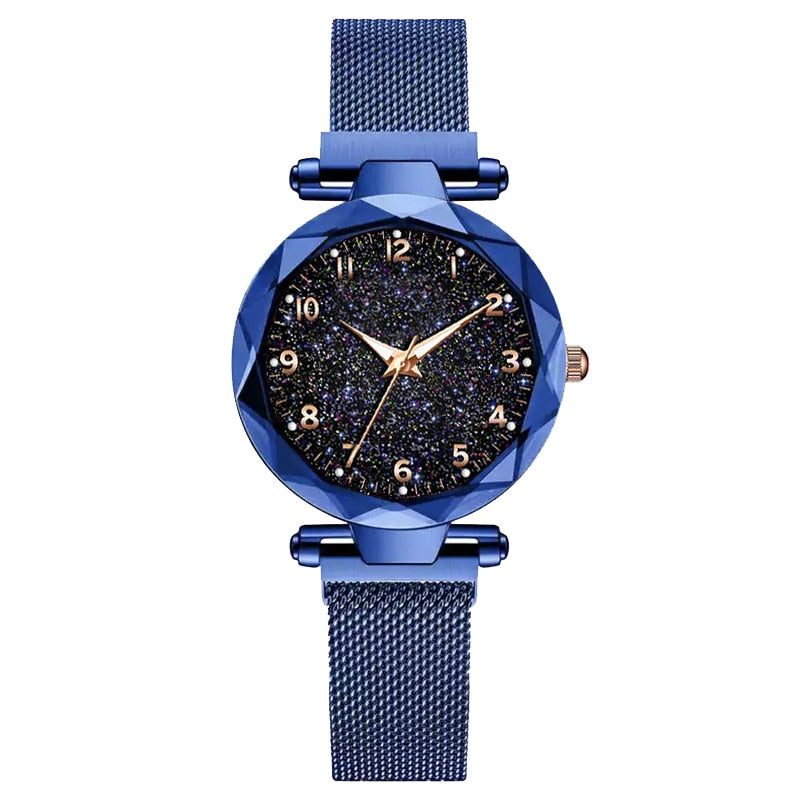 Celestial Elegance | Women's Watch with Magnetic Mesh Strap | Timeless Starry Design for Everyday Style