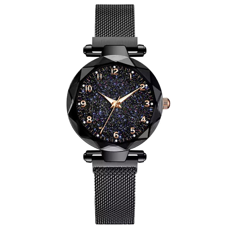 Celestial Elegance | Women's Watch with Magnetic Mesh Strap | Timeless Starry Design for Everyday Style