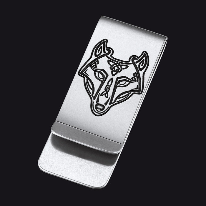Viking Fenrir Celtic Wolf Money Cash Clip Slim Credit Card Holder