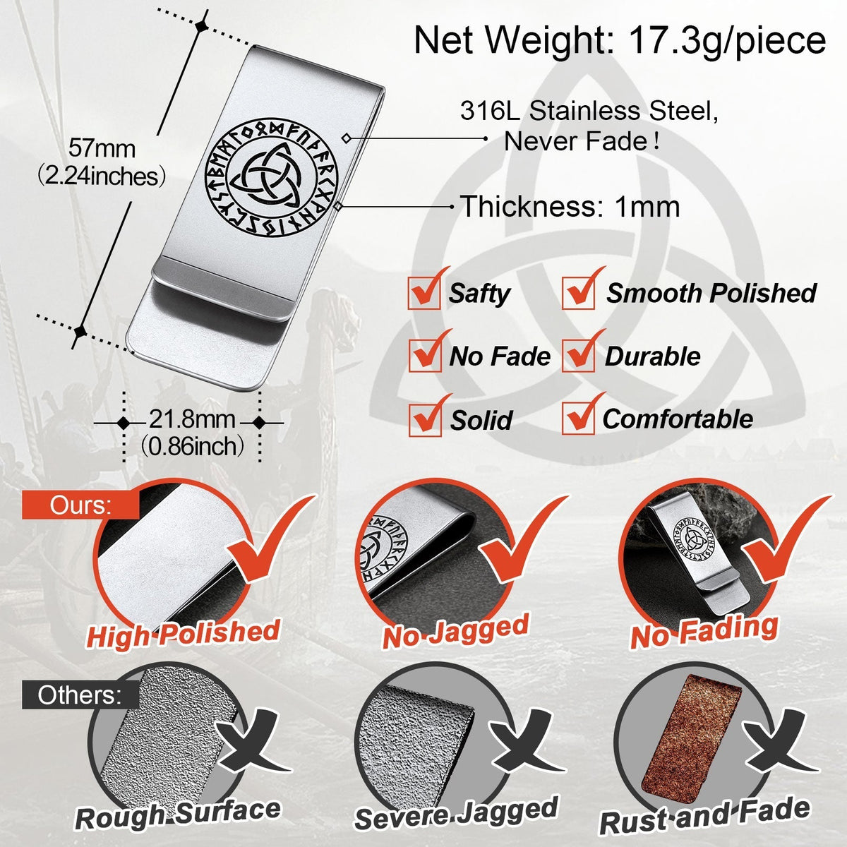 Personalised Celtic Knot Money Clip Slim Wallets
