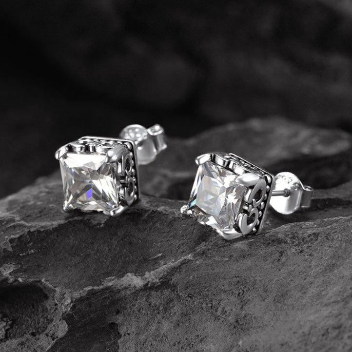 Celtic Diamond Stud Earrings in Sterling Silver for Men Women