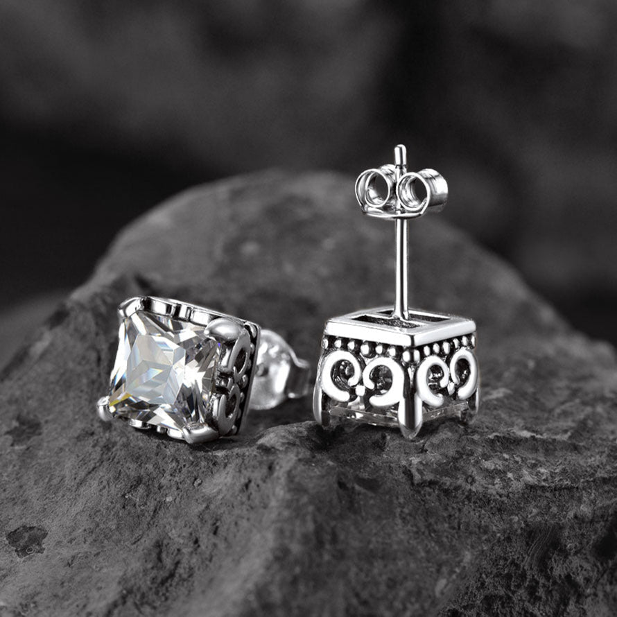 Celtic Diamond Stud Earrings in Sterling Silver for Men Women