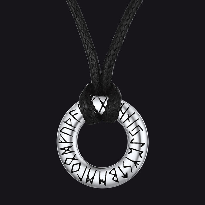 Norse Viking Rune Circle Chain Necklace for Men Women