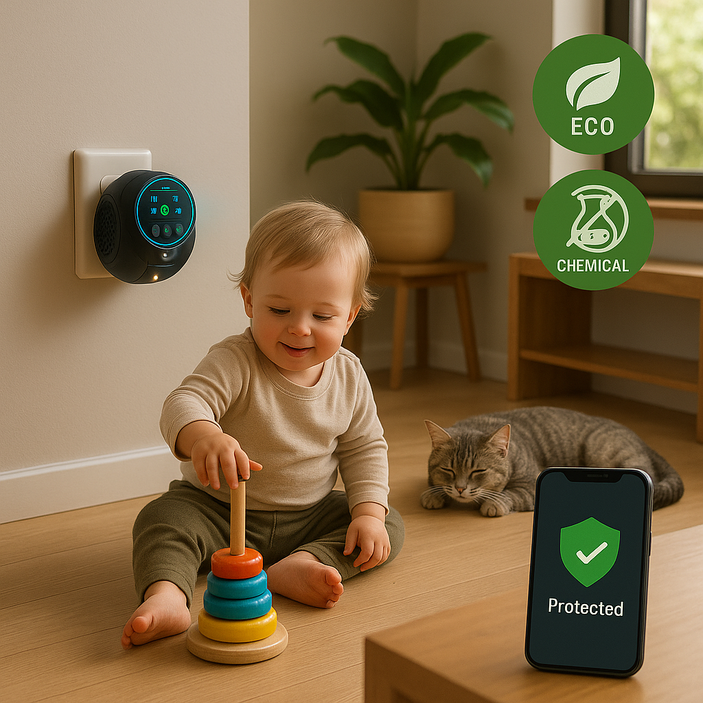 Eco-Friendly Ultrasonic Pest Repeller | 360-Degree Coverage for Safe Outdoor Spaces