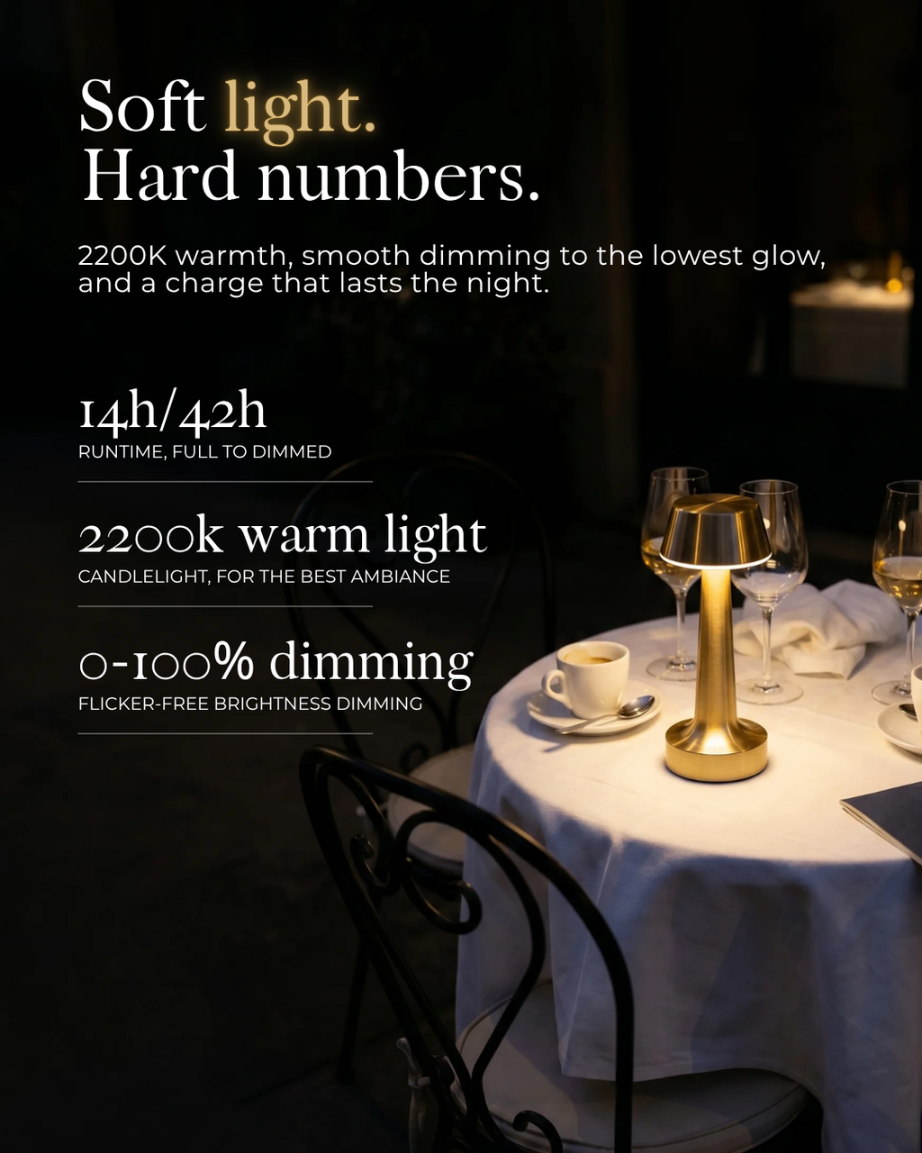 Elegant Cordless Table Lamp with Warm Light Design | Versatile Bedside Lighting for Cozy Ambiance
