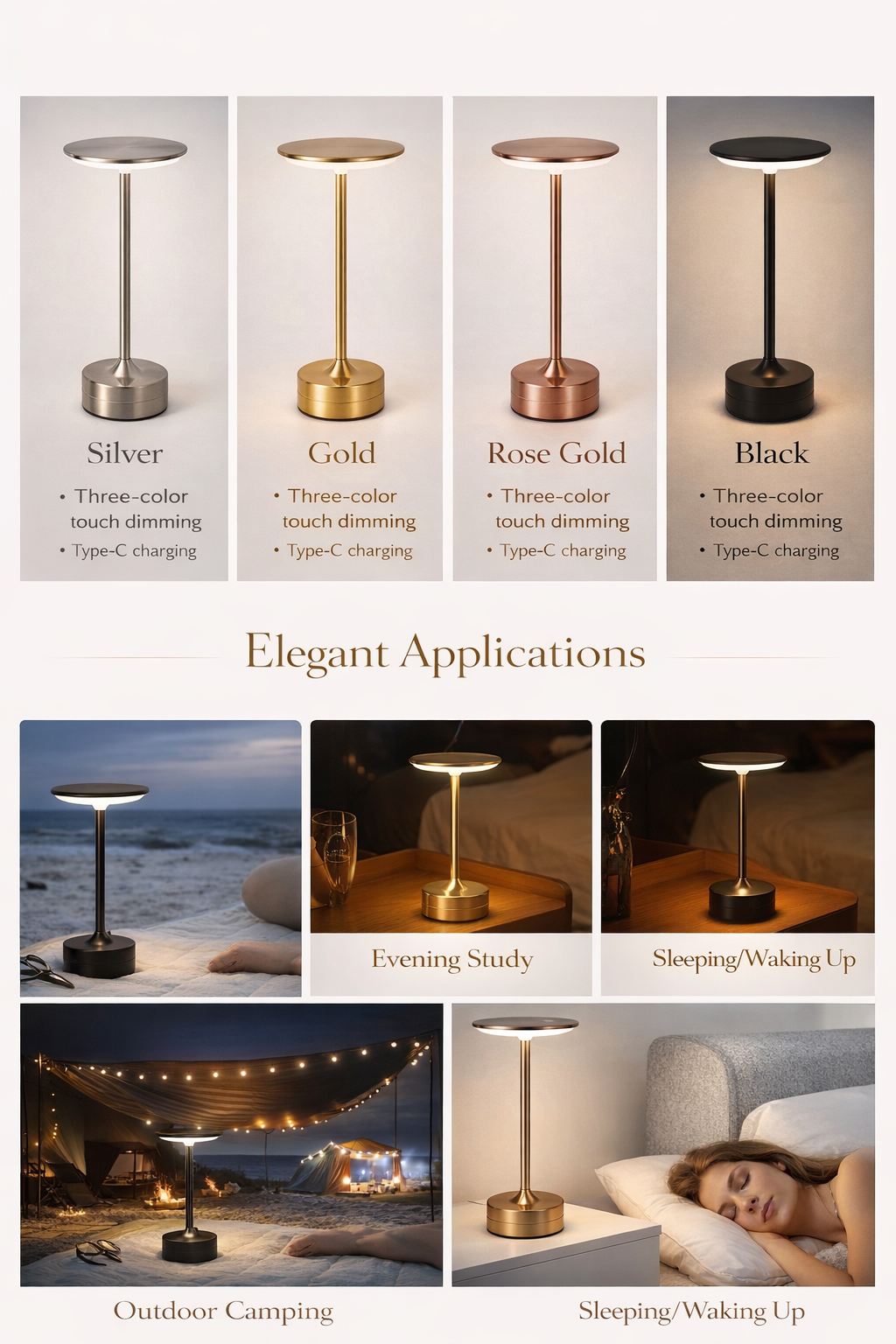 Elegant LED Table Lamp | Cordless & Dimmable Design for Versatile Lighting