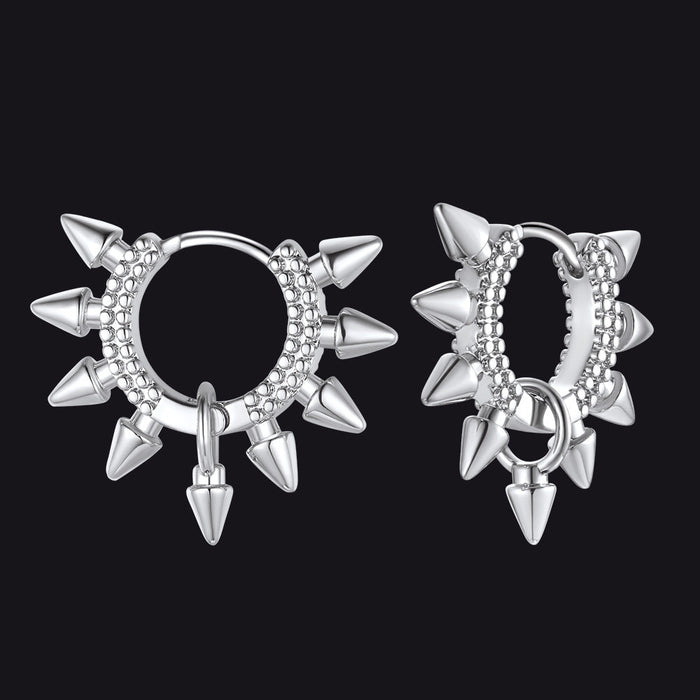 Rivet and Spike Hoop Earrings for Men