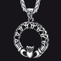 Claddage Circle Celtic Knot Pendant Necklace for Men/Women