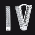 Cubic Zirconia Triangle Huggie Hoop Earrings With Viking Runes for Men
