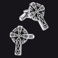Irish Celtic Cross Cufflinks in Stainless Steel for Men