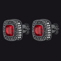 Cushion Cut Diamond Stud Earrings with Viking Runes in Sterling Silver