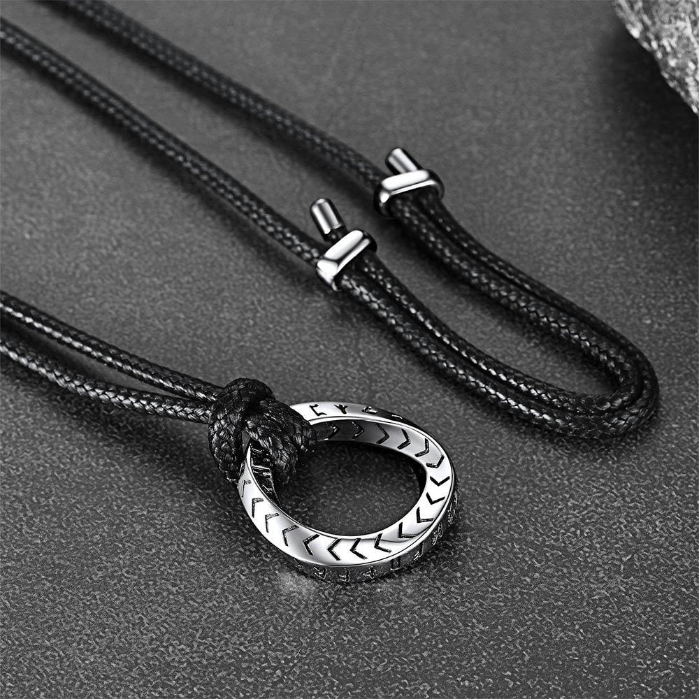Viking Mobius Circle Leather Necklace Adjustable Leather Chain for Men