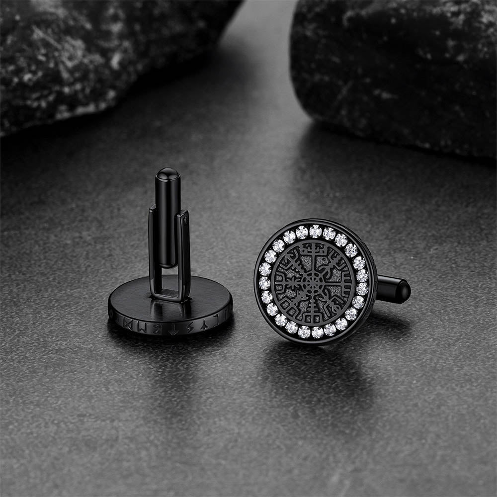 Nordic Viking Vegvisir Compass Cufflinks for Men
