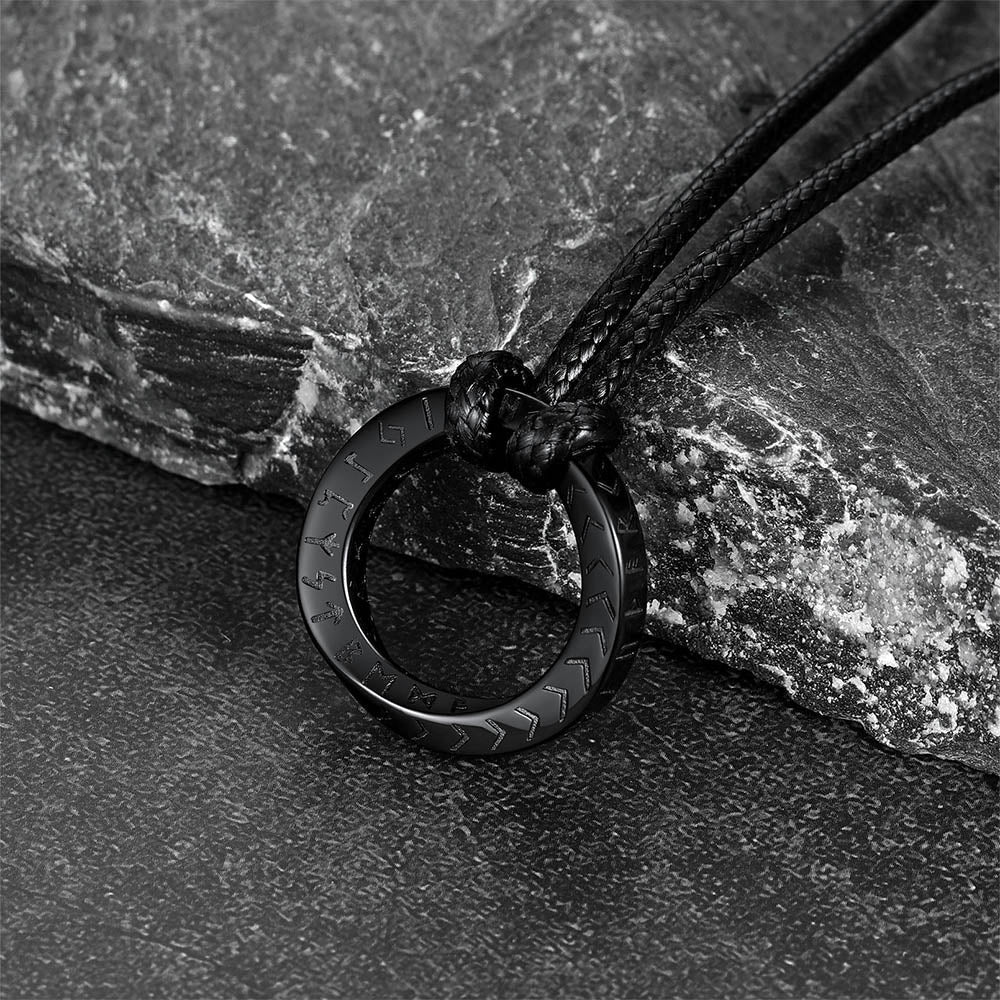 Viking Mobius Circle Leather Necklace Adjustable Leather Chain for Men