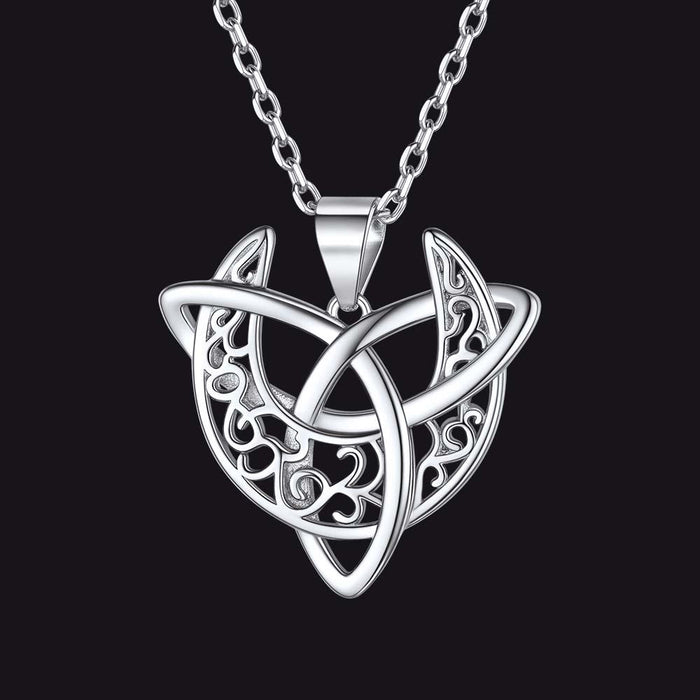 Sterling Silver Celtic Knot Crescent Moon Necklace