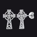 Silver Celtic Cross Stud Earrings for Women