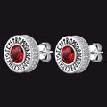 Sterling Silver Viking Runes Gemstone Stud Earrings for Men