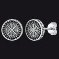 Sterling Silver Viking Compass Stud Earrings With Runes