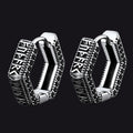 Viking Runes Hexagon Huggie Hoop Earrings for Men